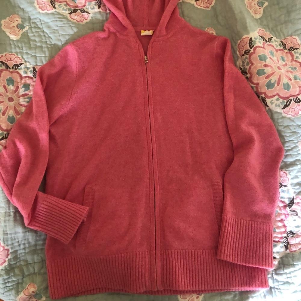 JCrew 100% cashmere pink zip up hoodie